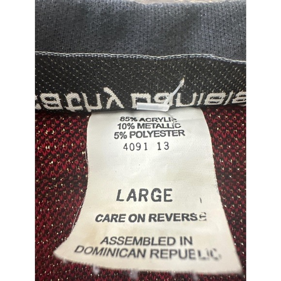 VTG Cathy Daniels Red Black Plaid Gold Accent Button Cardigan Sweater Women L - Picture 5 of 11